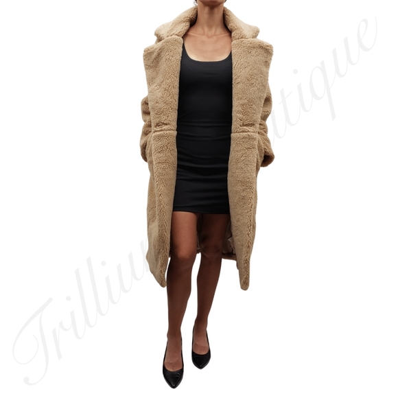 ABERCROMBIE & FITCH Women's Oversized Long-Length Sherpa Teddy Coat XS Petite - Picture 2 of 12